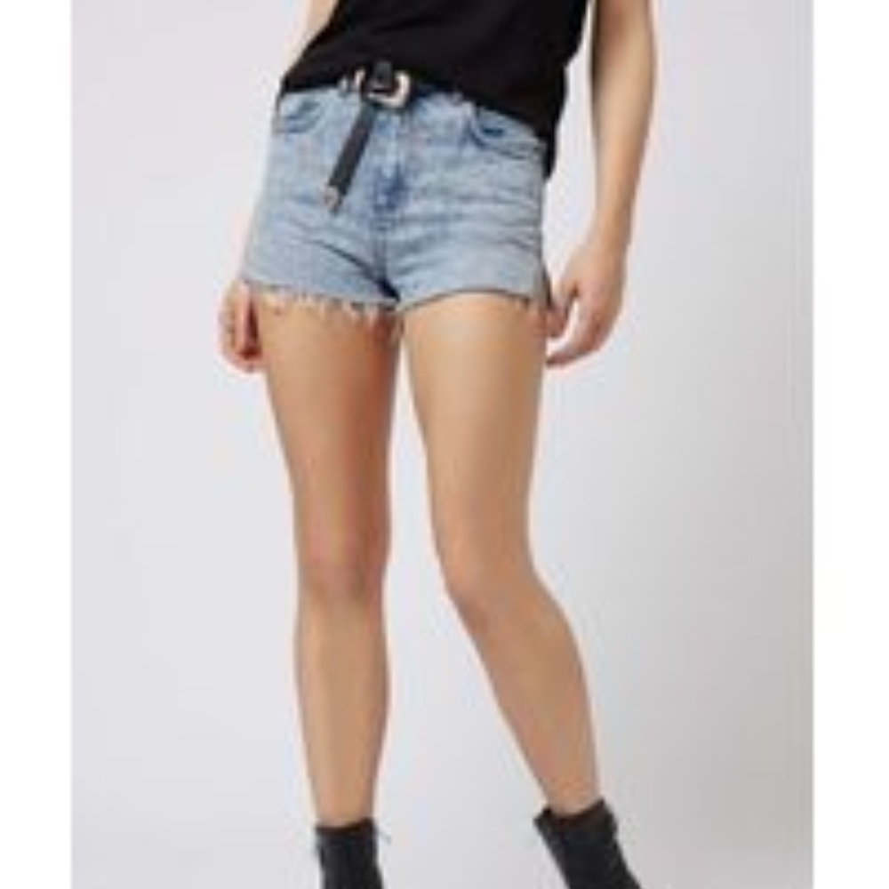 Topshop Lilac Acid Washed Mom Shorts